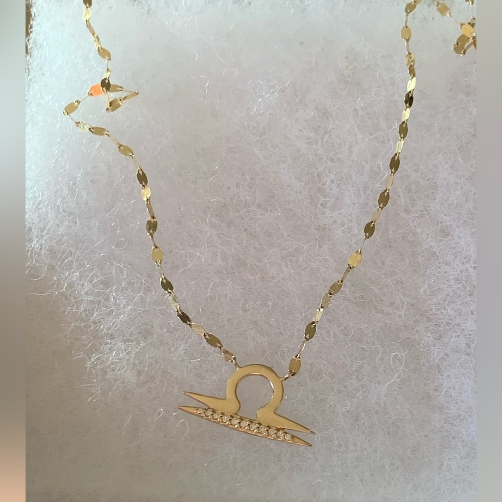 LANA 14K Yellow Gold Disc Chain Lariat Diamond Libra Necklace